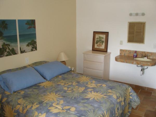 Back bedroom with sink and vanity