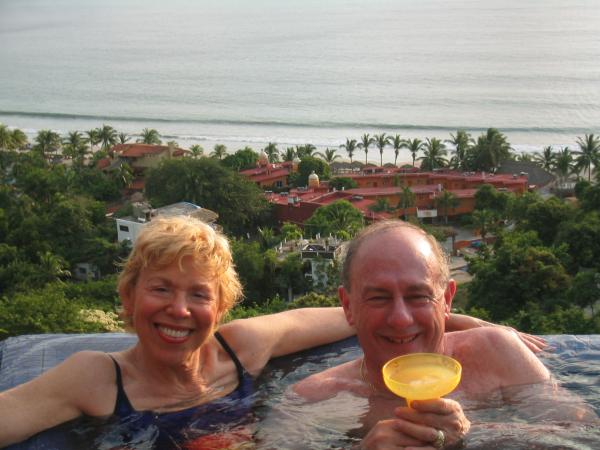Enjoying the first margarita of the evening