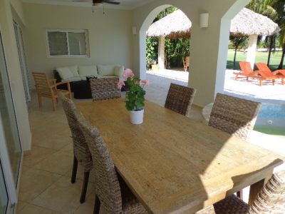 Covered patio beside the pool