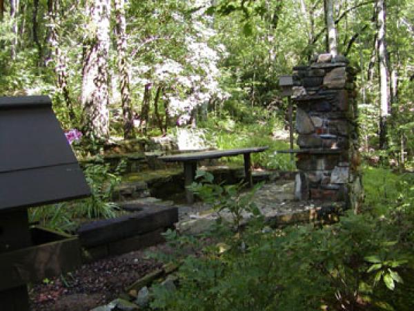 Outdoor Dining in front of a Stone Grill
