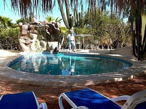 The smaller of the 2 pools with ionized water