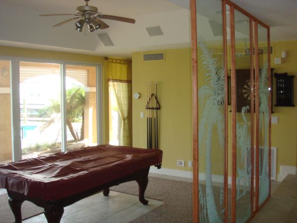 Game room with pool table, darts, game table