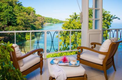 View of Caribbean Sea from balcony