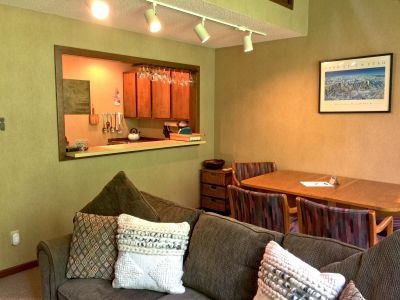 Open dining and living area