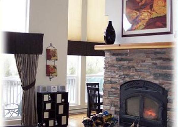 Classy Living Room with Fireplace & Fantastic View