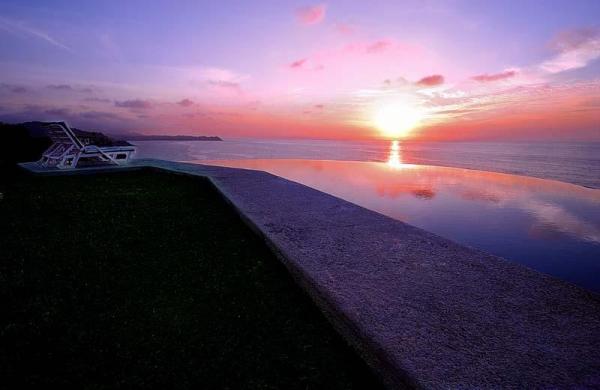 Sunset over the infinity pool