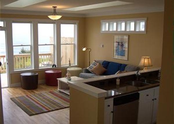 Living Room and Open Kitchen with Full Ocean View
