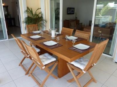 Dining table for six on terrace