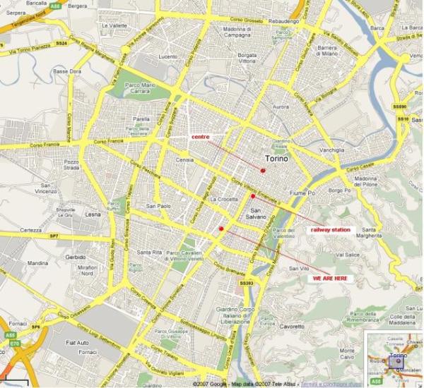 Map of the center of Turin