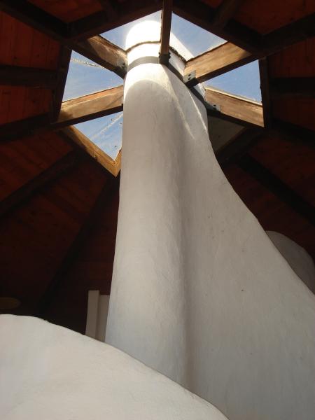 Skylight surrounding double fireplace chimmeny 