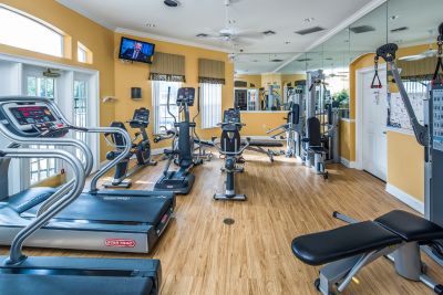 GYM IN THE CLUBHOUSE.