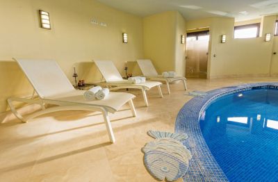 Indoor pool relaxation area