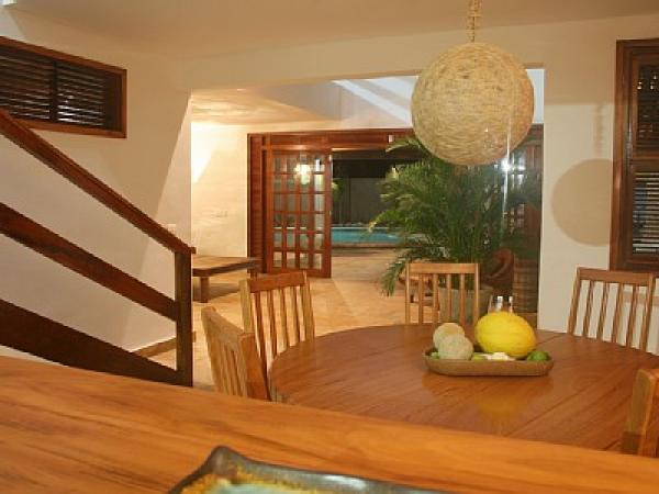 View towards the pool from kitchen
