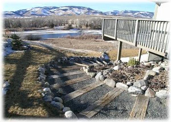The Walkway Leading Down to the Patio with Hot Tub