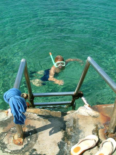 ladder in the water down the house