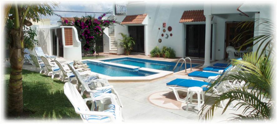 From the palapa, across the pool to the villa