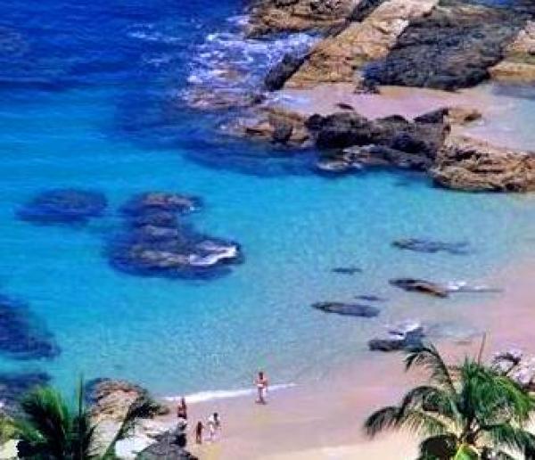 Beach below villa