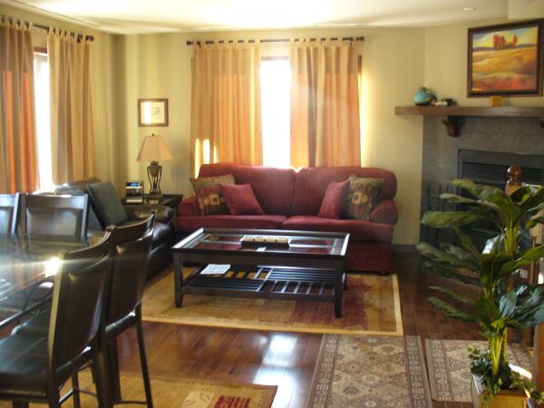 Living Room with Wood Burning Fireplace