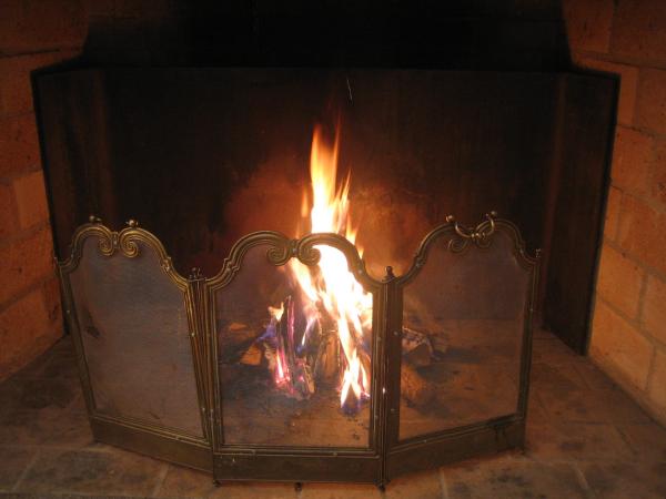 wood fireplace