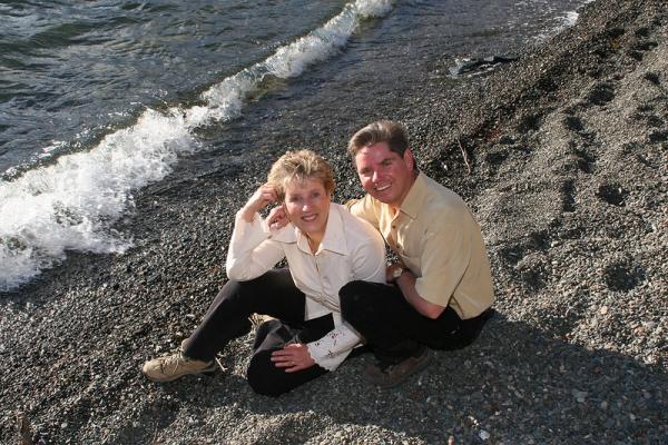 Owners on the Beach below the House