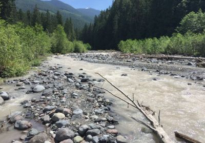 River running through the mountains