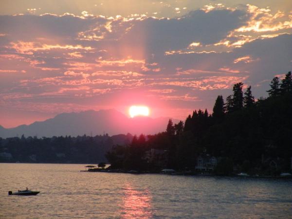Sunset from Living Room and Deck