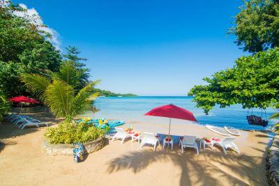 View of Caribbean Sea from private beach