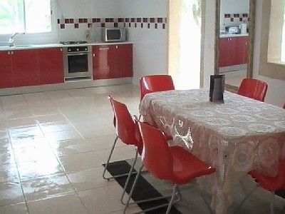 Red Kitchen and dining area