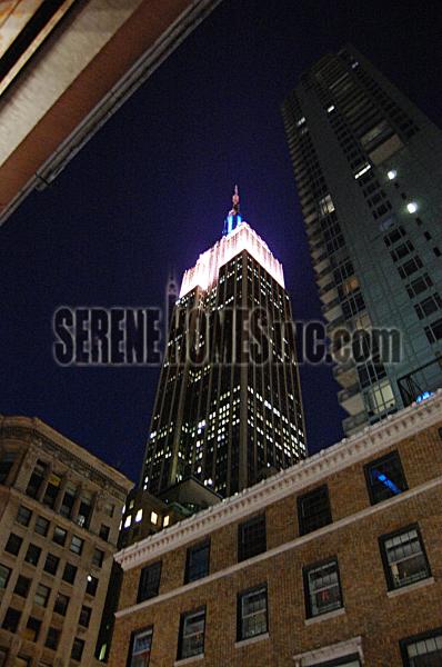 View from the corner of our building at night