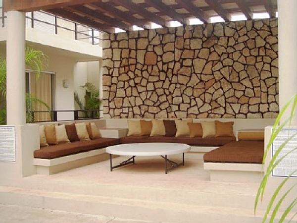 Conversation area beside the pool