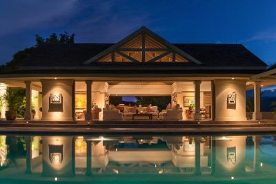 Silent Waters pool at night