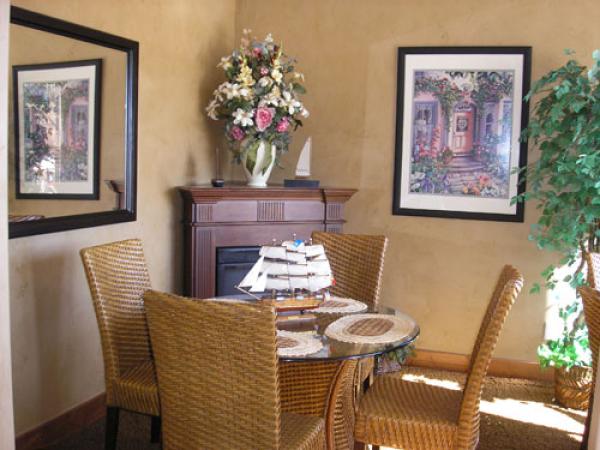 Cozy Fireplace in Dining Room