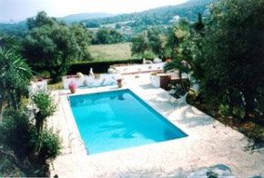 View of pool and countryside from Apartment