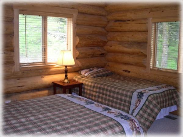 Main floor bedroom with queen and twin bed.