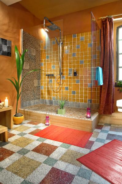salle de bain de chambre bleue