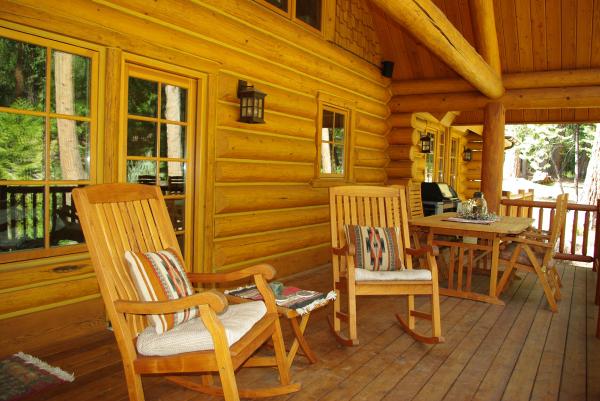 Wraparound deck with Dogwood Creek below