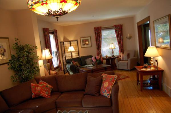 Spacious living room with two sitting areas