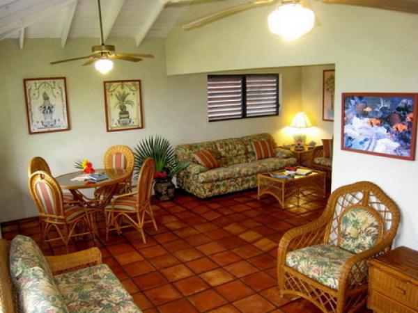 Spacious open living room with several couches