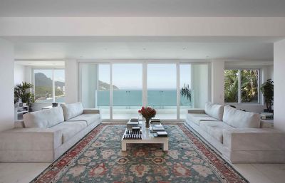 Rio villa living room with view of sea