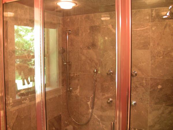 Marble steam room with body sprays