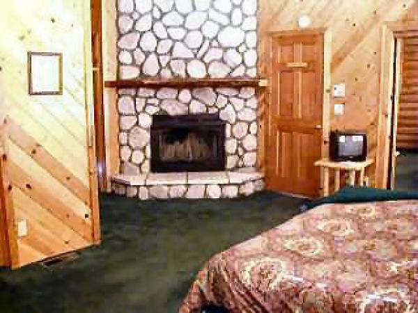 Bedroom with TV and Fireplace