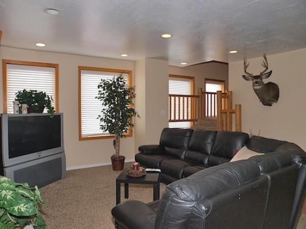 Large Family Room (TV, fireplace, open to kitchen)