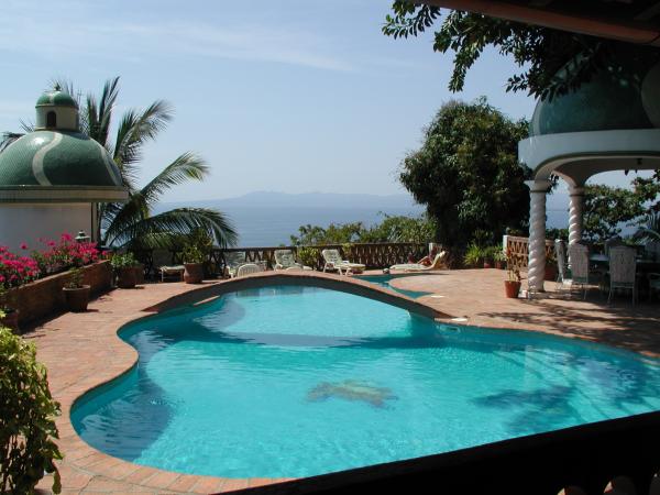 View from veranda - pool, sun deck & bay