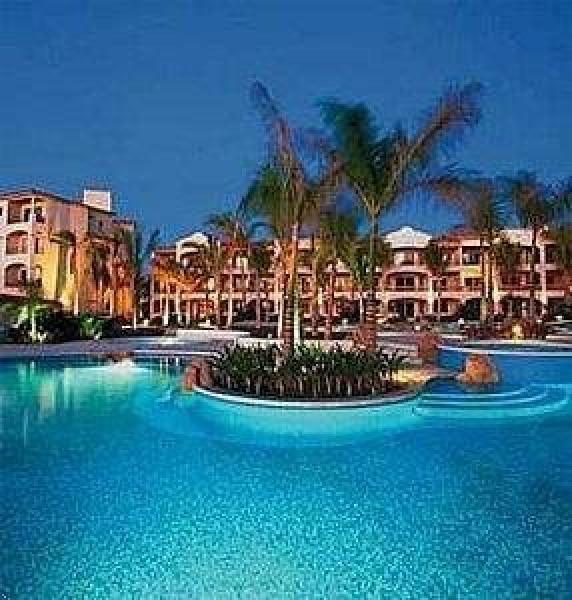 One of the pools at night