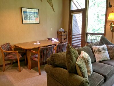 Open dining and living area