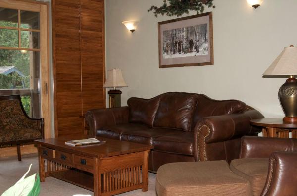 Living Room w/ Leather Pull-Out Queen SofaBed