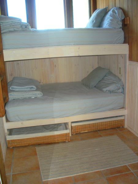 Bunk Room With Under Bed Storage,  Vaulted Ceiling