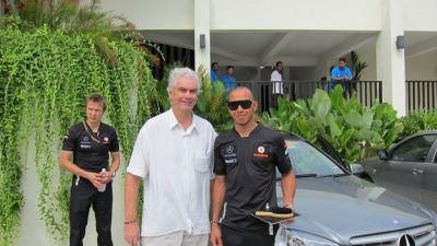 Lewis Hamilton at hotel 2011