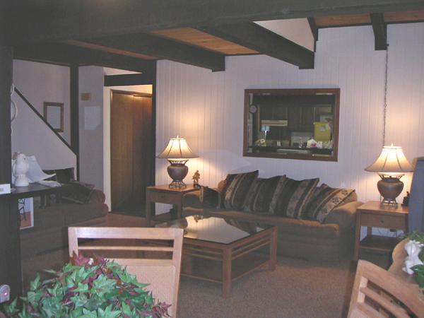 One view of living room from dining room area
