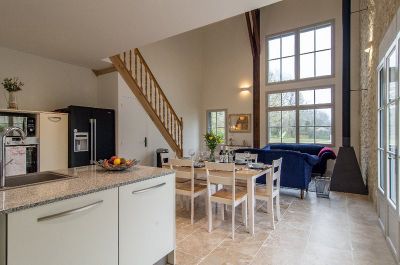 Ground floor living space with high ceiling